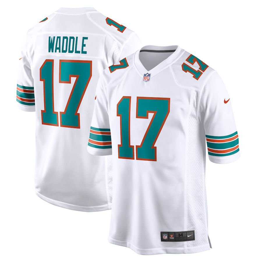 Men Miami Dolphins 17 Jaylen Waddle Nike White Game NFL Jersey